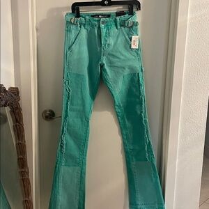 New Valabasas size 28 Revival Lt green wash cotton carpenter button fly Jean's